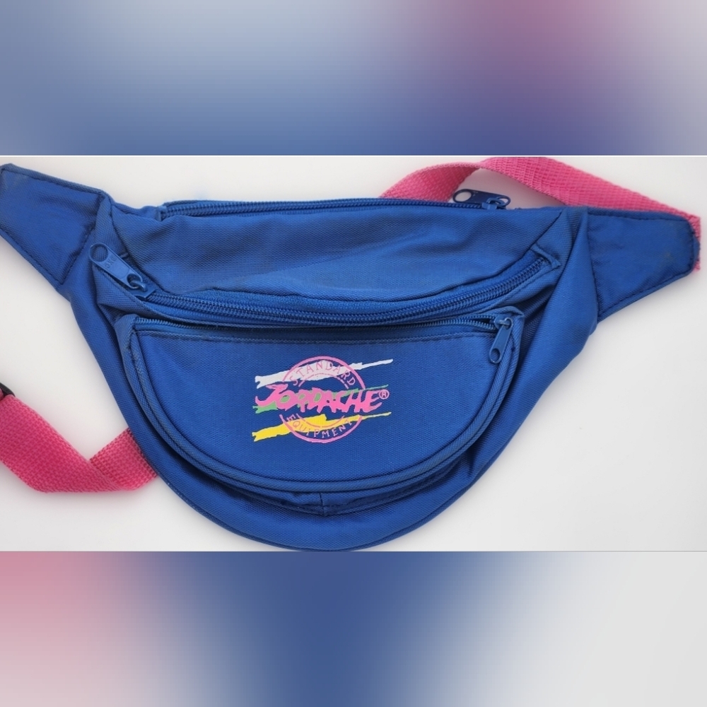 Vintage JORDACHE Blue Fanny Pack with Pink Strap